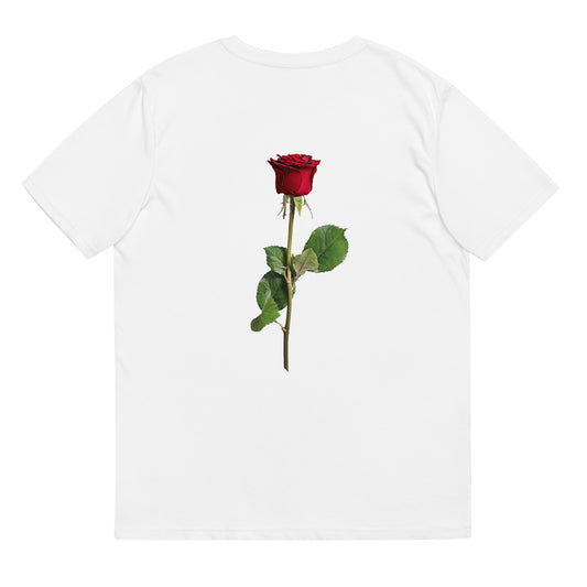 T-shirt unisexe brodé &amp; fleur rouge Assi